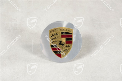 Hub cap trim, concave, crest coloured, alu polished