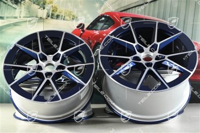 20+21" Carrera S komplet felg, 8,5J x20 ET50 + 11,5J x 21 ET79, niebieski - Gentian Blue Metalik