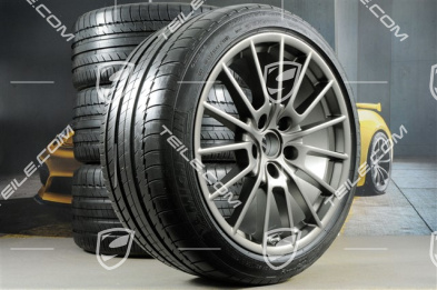 20" Panamera Sport Sommerräder Satz, 2 x 9,5J x 20 ET 65 + 2 x 11,5 J x 20 ET 63, Reifen 255/40 ZR20 + 295/35 ZR20, Platinum, mit RDK-Sensoren