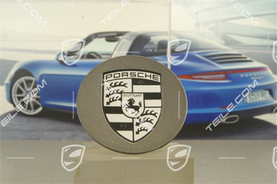 Hub cap, round, concave, for Turbo-II wheels, crest black-silver