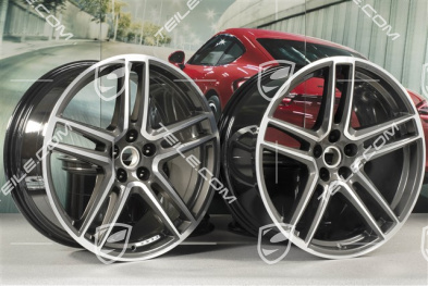 20" komplet felg "Macan Turbo", 9J x 20 ET26 + 10J x 20 ET19, CMS, Titanium