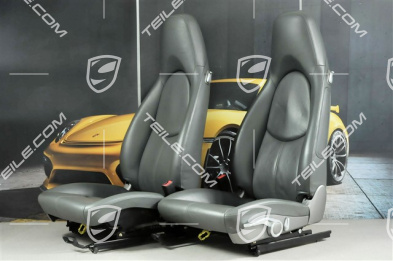 Seats, manual adjustable, leather, Stone grey, set (L+R)