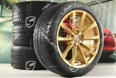 19" Boxster S Winterräder Satz, Felgen 8J x 19 ET57 + 10J x 19 ET45 + NEUE Michelin Pilot Alpin 4 Winterreifen 235/40 R19 + 265/40 R19, aurum seidenmatt