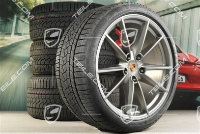 20"+21" koła zimowe Carrera S, komplet, felgi 8,5J x 20 ET53 + 11J x 21 ET66 + NOWE opony zimowe Continental 245/35 R20 + 295/30 R21, Platinum satynowy mat