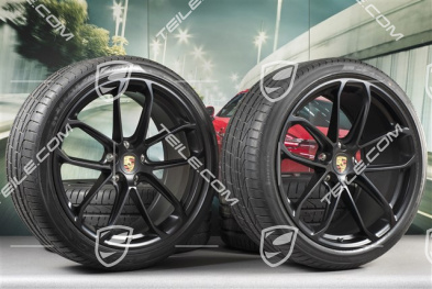 22" koła letnie Cayenne Coupé GT, komplet, felgi 10J x 22 ET48 + 11,5J x 22 ET52 + Pirelli P Zero opony letnie 285/35 R22 + 315/30 R22, z czujnikami ciśnienia, czarny satynowy półmat