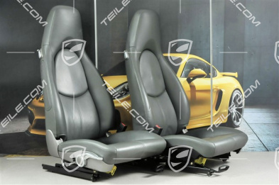 Seats, manual adjustable, leather, Stone grey, set (L+R)