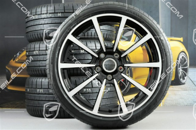 20" Carrera Classic Sommerräder Satz, Felgen 8J x 20 ET57 + 10J x 20 ET45 + Pirelli Sommerreifen 235/35 ZR20 + 265/35 ZR20, mit RDK-Sensoren, in Schwarz-Hochglanz