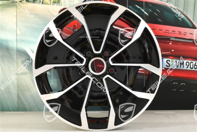 20" Felga Taycan Turbo Aero Design, 9J x 20 ET54, czarny wysoki połysk + frezowana powierzchnia