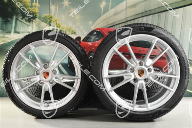 19"+20" Carrera, koła zimowe, komplet, felgi 8,5J x 19 ET52 + 11J x 20 ET80 + NOWE opony zimowe Pirelli 235/40 R19 + 295/35 R20, z czujnikami ciśnienia, srebrny Brilliant Silver