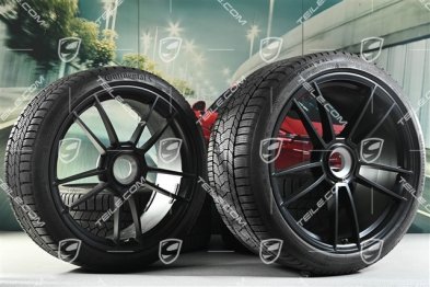 20"+21" GTS komplet kół zimowoch "Turbo S", felgi centralnie mocowane 8,5J x 20 ET50 + 11J x 21 ET66 + opony zimowe Continental 245/35 R20 + 295/30 R21, czarny satynowy półmat