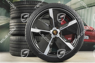21" Exclusive Design Sommerräder Satz, Felgen 9,5J x 21 ET60 + 11,5J x 21 ET66 + NEUE Goodyear Sommerreifen 265/35 R21 + 305/30 R21, mit Carbon Aeroblades