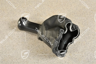 Gear shift knob, 6-speed, black leather, signs of wear, 96.000 km