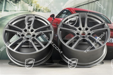 21-inch wheel rim set Cayenne Turbo, 11J x 21 ET58 + 9,5J x 21 ET46, Platinum Satin Matt