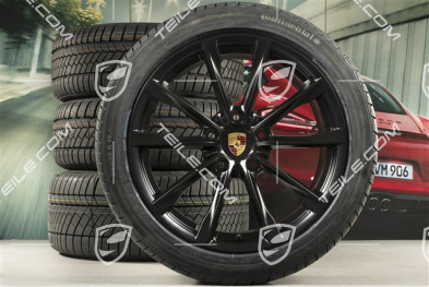 19-inch Boxster S winter wheels set, rims 8J x 19 ET57 + 10J x 19 ET45 + NEW Continental WinterContact TS 830P winter tires 235/40 R19 +265/40 R19, black satin matt