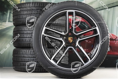 20" koła letnie komplet Turbo, felgi 9J x 20 ET26 + 10J x 20 ET19 + opony letnie 265/45 R20 + 295/40 R20, z czujnikami ciśnienia RDK, czarna perłowy metalik (Jet Black Metallic)