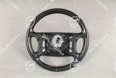 Steering wheel, 4-spoke, Leather, Black