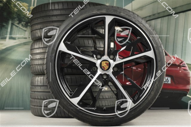 21" Cross Turismo Design summer wheel set, rims 9,5J x 21 ET60 + 11,5J x 21 ET66 + NEW Goodyear summer tyres 265/35 R21 + 305/30 R21, black high gloss + glossy surface