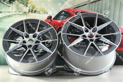 20+21" Carrera S komplet felg, 8,5J x20 ET50 + 11,5J x 21 ET79, Wanadium Grey