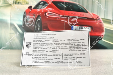 Carrera, Notice sticker Engine data, Switzerland