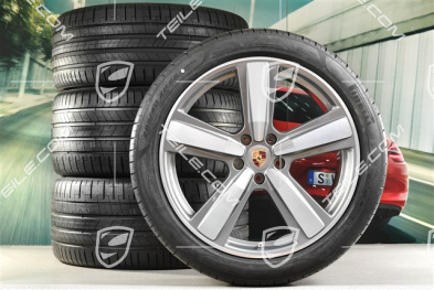 22" Sommerräder Cayenne Exclusive Design Sport, Felgen 10J x 22 ET48 +11,5J x 22 ET61 + Pirelli Sommerreifen 285/40 R22 + 315/35 R22, in Platinsilber