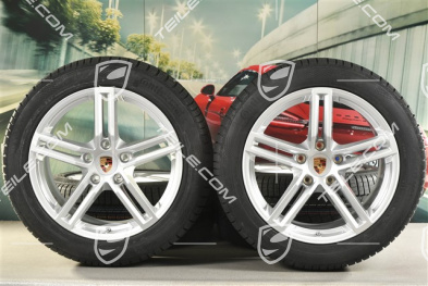 19" Panamera Winterräder Satz, Felgen 9J x 19 ET64 + 10,5J x 19 ET62 + NEUE Continental Winter Contact TS860 S Winterreifen 265/45 R19 + 295/40 R19, in Silber