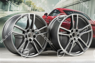 21-inch wheel rim set Cayenne Turbo, 11J x 21 ET58 + 9,5J x 21 ET46, Platinum Satin Matt
