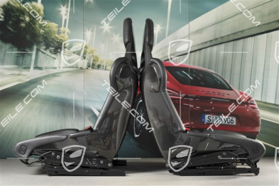 Fotele kubełkowe, Carbon, czarna skóra+Alcantara, napis GT4, zestaw, L+R