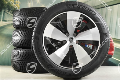 20-inch Macan winter wheel set, rims 7,5J x 20 ET32 + 10J x 20 ET49 + Michelin Pilot Alpin 5 SUV winter tyres 235/55 R20 + 285/45 R20, black high gloss
