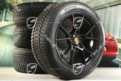 20" Cayenne S Winterräder Satz, Felgen 9J x 20 ET50 + 10,5J x 20 ET64 + Hankook Winterreifen 255/55 R20 + 295/45 R20, mit RDK-Sensoren, Schwarz Seidenmatt