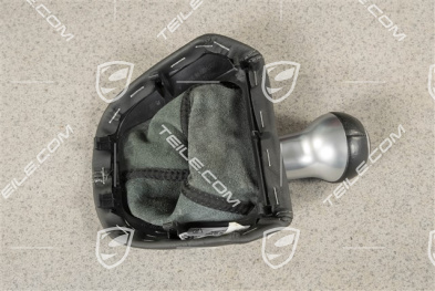 Shift lever / gearshift knob, Black, Leather, 5-speed manual transmission