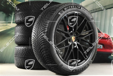 21" Cayenne "RS Spyder Design" Winterräder Satz, Felgen 9,5J x 21 ET46 + 11,0J x 21 ET49 + NEUE Michelin Pilot Alpin 5 SUV Winterreifen 285/45 R21 + 305/40 R21, mit RDK-Sensoren, schwarz hochglanz