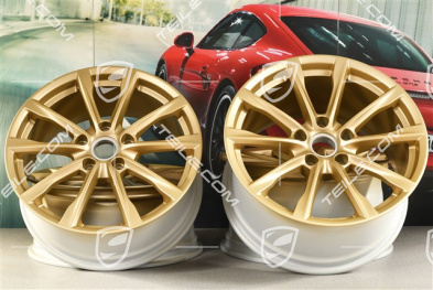 19" komplet felg Boxster S, 8J x 19 ET57 + 10J x 19 ET45, aurum satynowy półmat