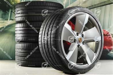 21" Exclusive Design summer wheel set, rims 9,5J x 21 ET60 + 11,5J x 21 ET66 + Goodyear summer tyres 265/35 R21 + 305/30 R21, platin silver satin matt