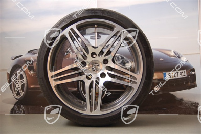 19" Komplet kół letnich Turbo I, felgi 8,5J x 19 ET 56 + 11J x 19 ET51 + NOWE opony letnie 235/35 ZR19 + 305/30 ZR19, czujniki ciśnienia RDK