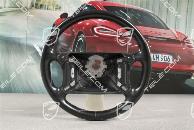 Steering wheel, 4-spoke, Leather, Black