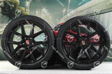 21" Panamera SportDesign Koła zimowe, komplet, felgi 9,5J x 21 ET71 + 10,5J x 21 ET71 + opony zimowe Continental 275/35 R21 + 315/30 R21, czarny satynowy półmat