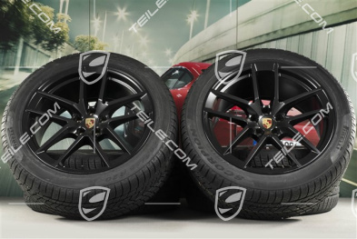 20" "Macan S" Winterräder Satz, Felgen 9J x 20 ET26 + 10J x 20 ET19 + NEUE Pirelli Winterreifen 265/45 R 20 + 295/40 R 20, schwarz seidenmatt, mit RDK-Sensoren