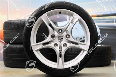 18" koła letnie, komplet Cayman S II, felgi 8J x 18 ET57 + 9J x 18 ET43 + opony letnie 235/40 R18 + 265/40 R18, bez czujników ciśnienia
