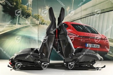 GT3 Klappschalensitze, Carbon, Stoff+Leder, schwarz/silber, Satz (links + rechts)