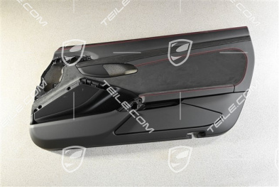 Türverkleidung,  Alcantara Schwarz mit Karminrot Ziernähten, Zierleiste Carbon, R