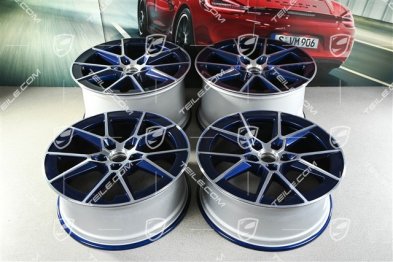 20+21" Carrera S komplet felg, 8,5J x20 ET50 + 11,5J x 21 ET79, niebieski - Gentian Blue Metalik