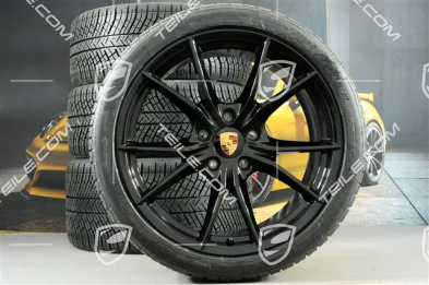 20" Winterräder Satz Carrera S (IV), Felgen 8,5J x 20 ET49 + 11J x 20 ET56 + Michelin Pilot Alpin PA4 N1 Winterreifen 245/35 R20 + 295/30 R20, Schwarz Seidenmatt