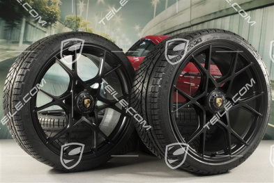 20-inch Winter wheel set for GT4RS and Spyder RS, rims 8J x 20 ET57 + 10J x 20 ET45, Michelin winter tires 235/35 R20 + 275/30 R20, black (satin matt), with TPMS