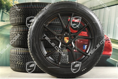 20" Cayenne S Winterräder Satz, Felgen 9J x 20 ET50 + 10,5J x 20 ET64 + Hankook Winterreifen 255/55 R20 + 295/45 R20, mit RDK-Sensoren, Schwarz Seidenmatt