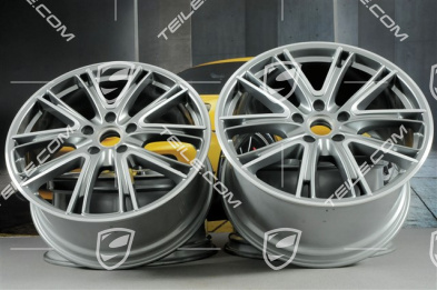 21-inch wheel rim set Panamera Exclusive, 9,5J x 21 ET71 + 11,5J x 21 ET69, Platinum Silver Metallic