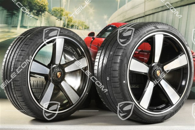 20"+21" koła letnie, komplet Sport Classic, felgi 9,5J x 20 ET44 + 12J x 21 ET70 + opony letnie Pirelli 255/35 R20 + 315/30 R21, czarny wysoki połysk