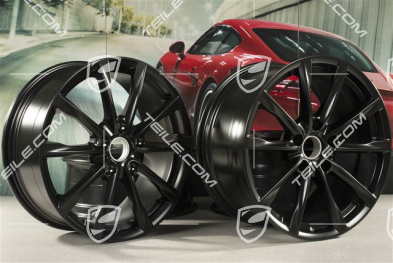 19" komplet felg Boxster S, 8J x 19 ET57 + 10J x 19 ET45, czarny satynowy półmat