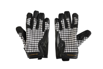 Porsche Classic Assembly gloves, Pepita / houndstooth, black, size 7