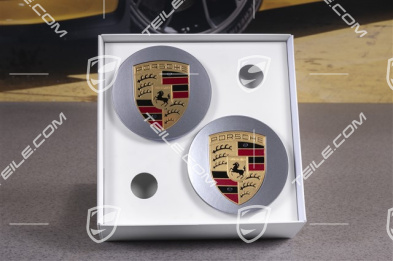 Hub cap set, platinum silver, crest coloured