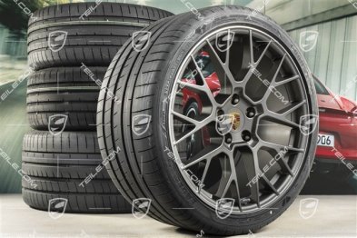 20+21-inch summer wheel set RS Spyder Design, rims 8,5J x 20 ET53 + 11,5J x 21 ET67 + NEW Goodyear summer tyres 245/35 R20 + 305/30 R21, with TPM, platinum satin matt
